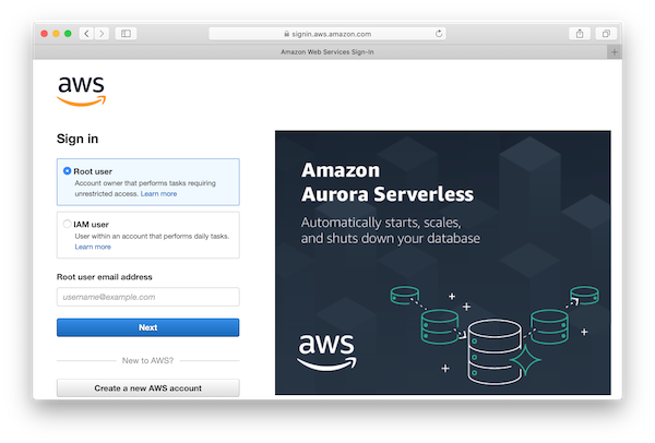 AWS account - Sign In to the Console