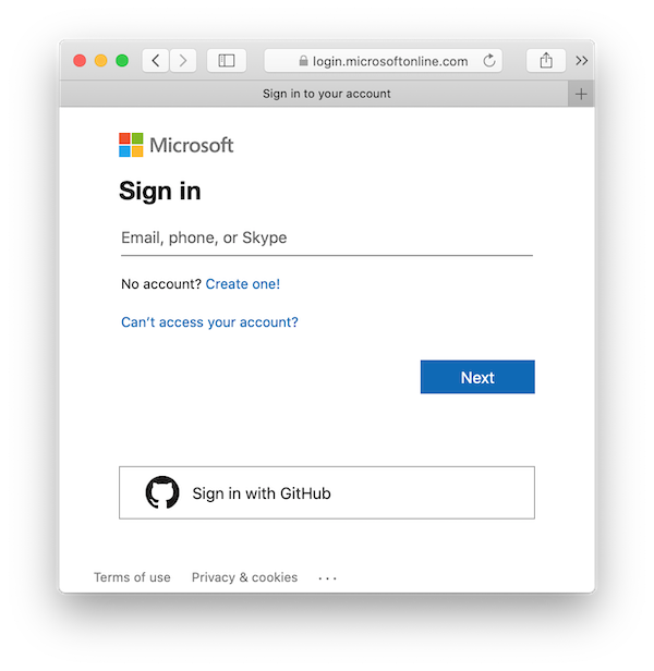Azure - Sign in with your Microsoft account