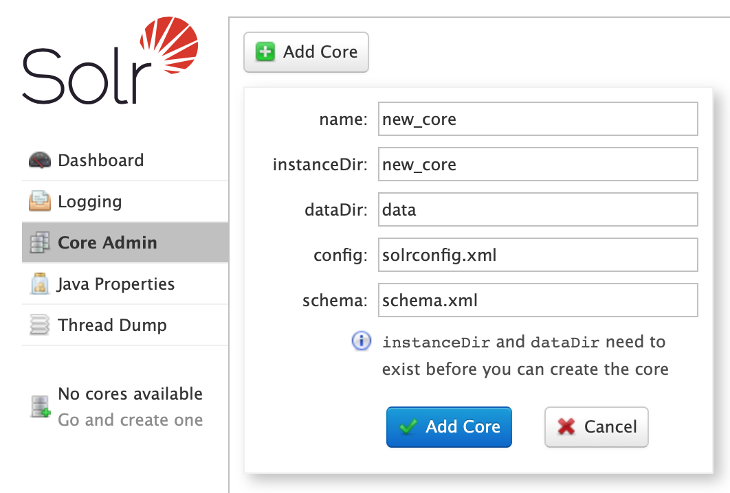 Apache Solr/Standalone - Add Core