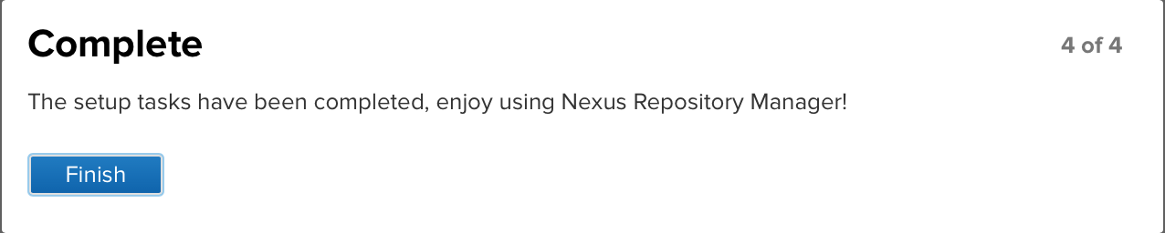 Nexus wizard - setup completed