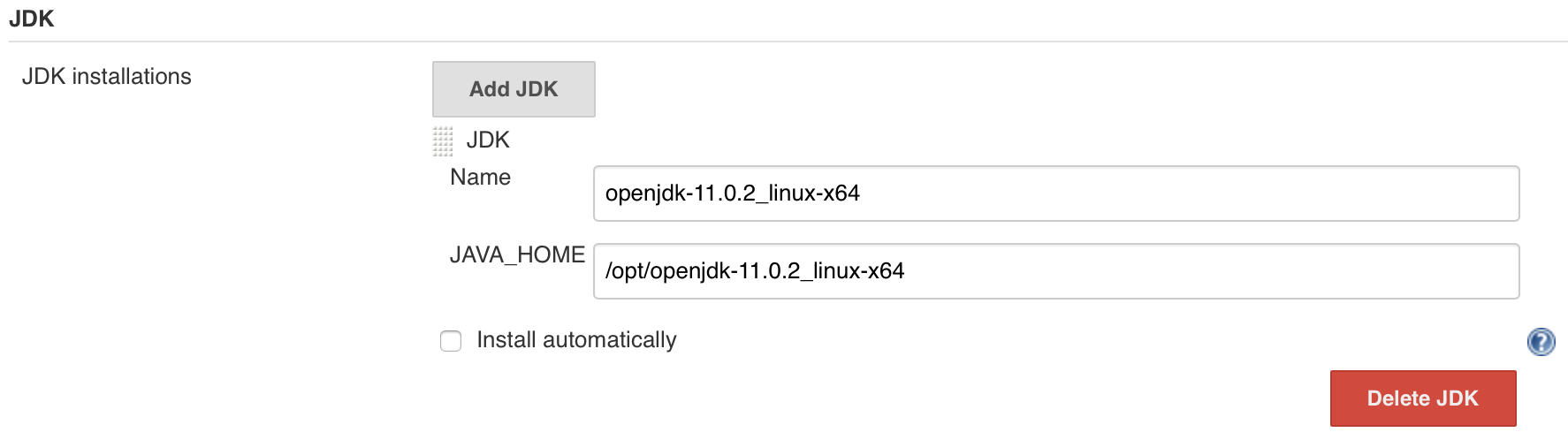 JDK: Global Tool Configuration