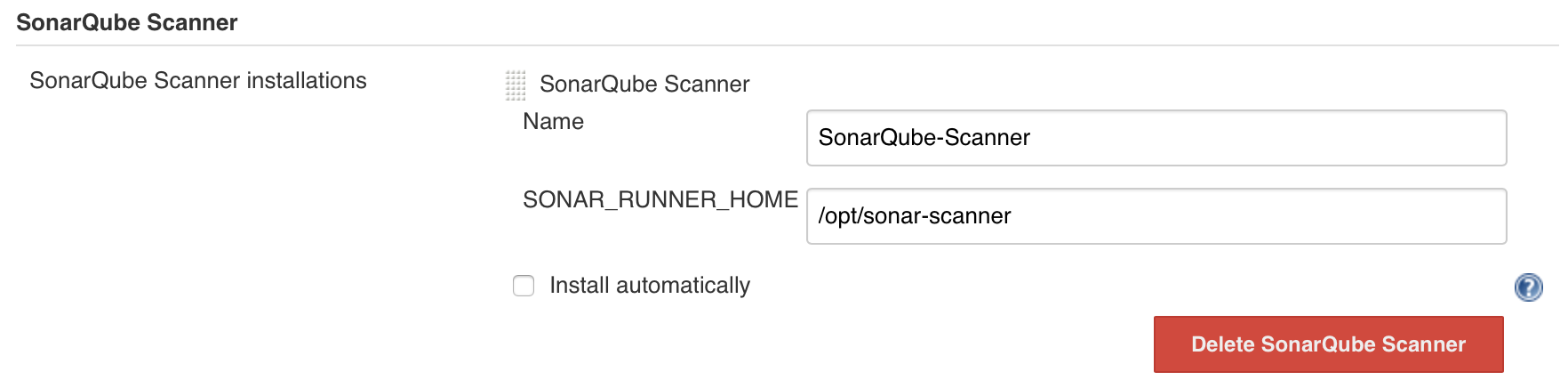 SonarQube Scanner: Global Tool Configuration